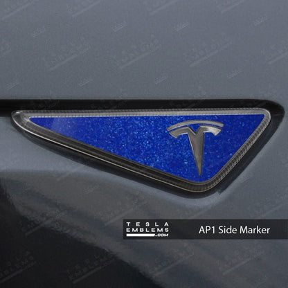 3M Deep Blue Metallic Tesla Side Marker Decals (2pcs) - Tesla Emblems