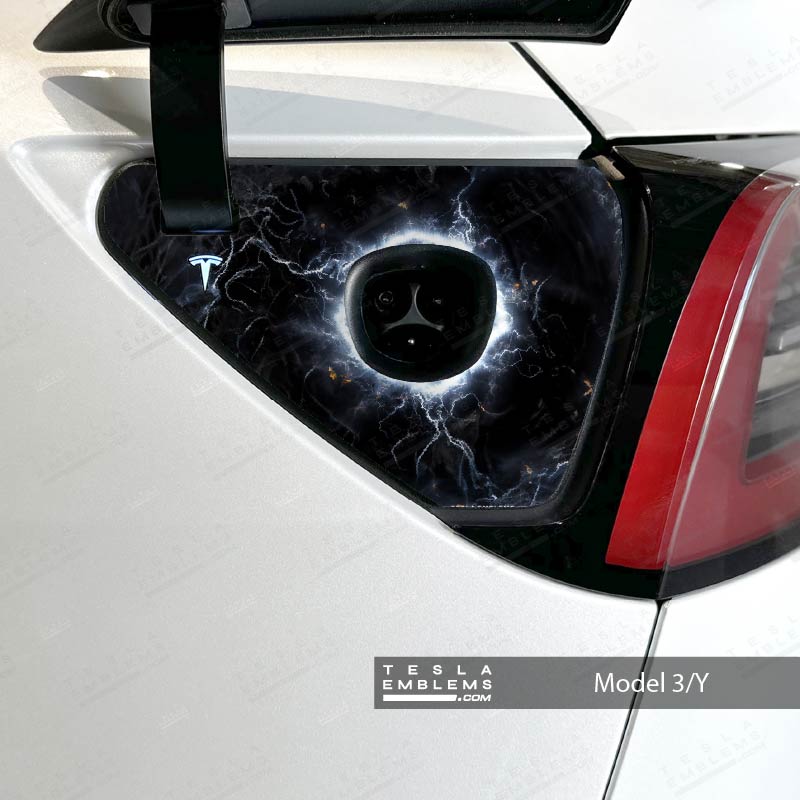 Electric Wormhole Tesla Charge Port Wrap - Tesla Emblems