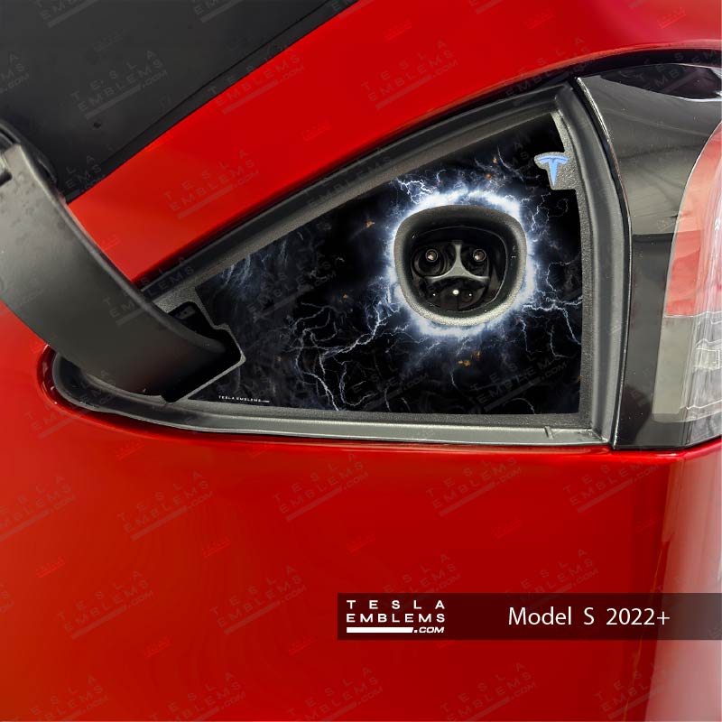 Electric Wormhole Tesla Charge Port Wrap - Tesla Emblems