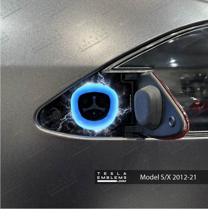 Electric Wormhole Tesla Charge Port Wrap - Tesla Emblems