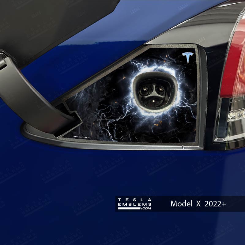 Electric Wormhole Tesla Charge Port Wrap - Tesla Emblems