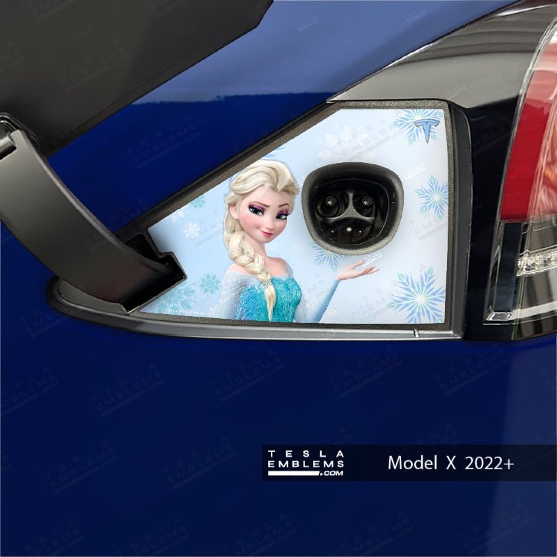 Frozen Elsa Tesla Charge Port Wrap - Tesla Emblems