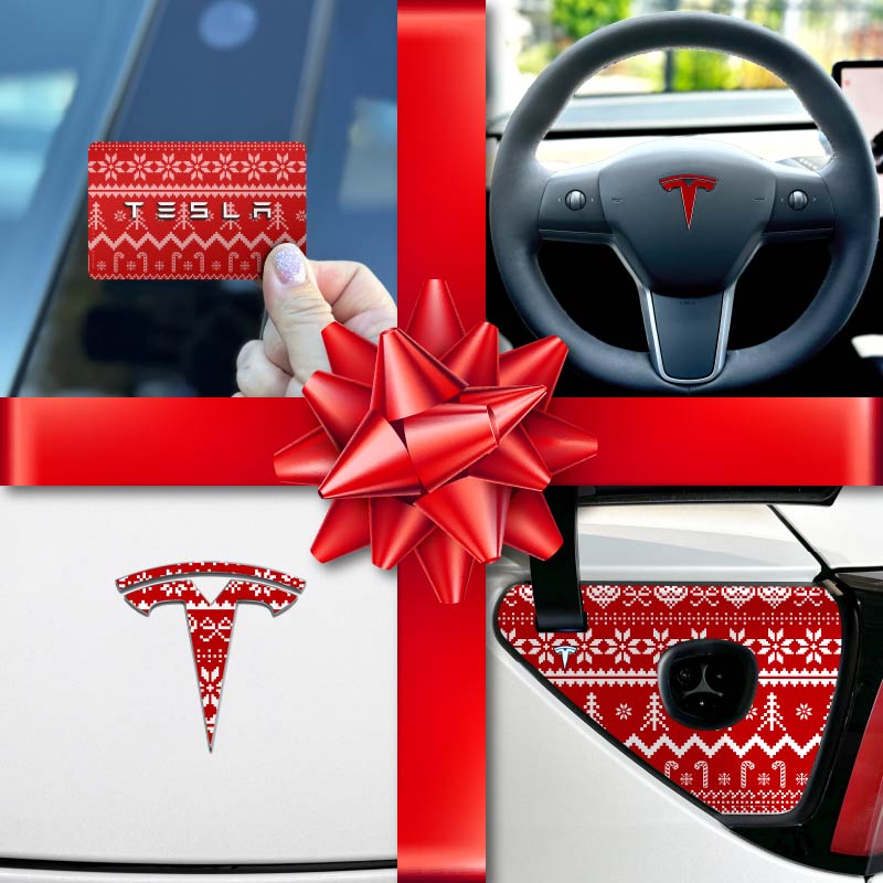 Holiday Bundle Fair Isle Tesla Wrap Kit - Tesla Emblems