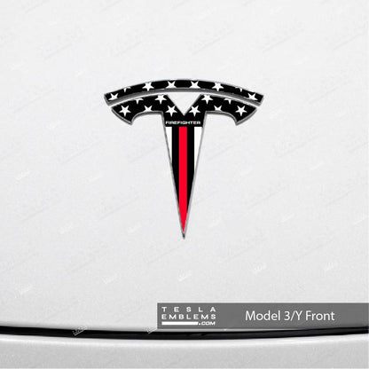 First Responders Firefighter Tesla Emblem Decals (Front + Back) - Tesla Emblems