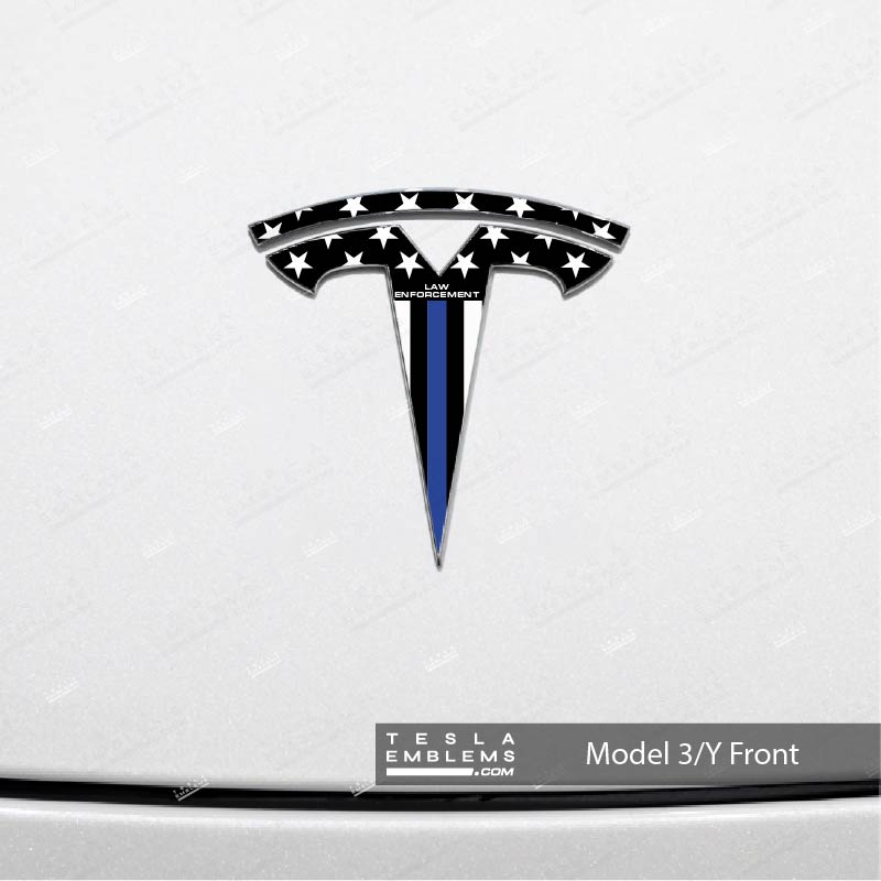 First Responders Law Enforcement Tesla Emblem Decals (Front + Back) - Tesla Emblems