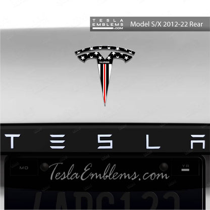 First Responders Nurse Tesla Emblem Decals (Front + Back) - Tesla Emblems