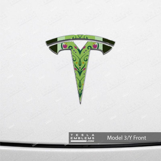 Frozen Anna Tesla Emblem Decals (Front + Back) - Tesla Emblems