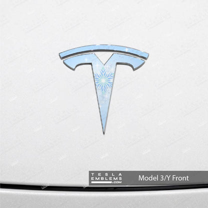 Frozen Elsa Tesla Emblem Decals (Front + Back) - Tesla Emblems