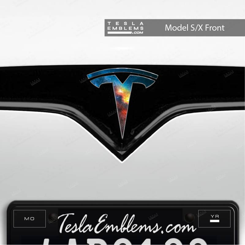 Galaxy Tesla Emblem Decals (Front + Back) - Tesla Emblems