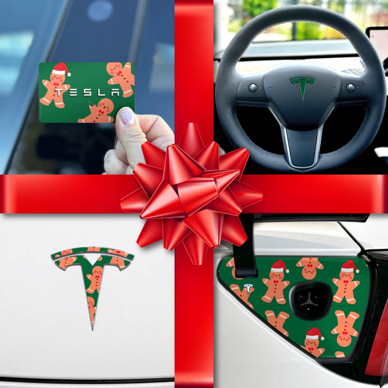 Holiday Bundle Gingerbread People Tesla Wrap Kit - Tesla Emblems