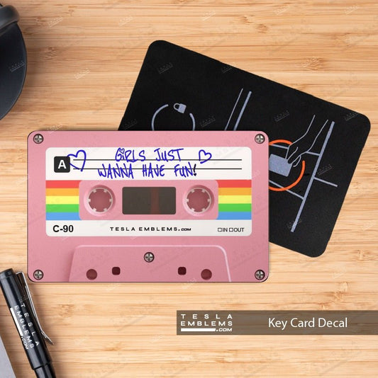 Girls Mix Tape Keycard Decal - Tesla Emblems