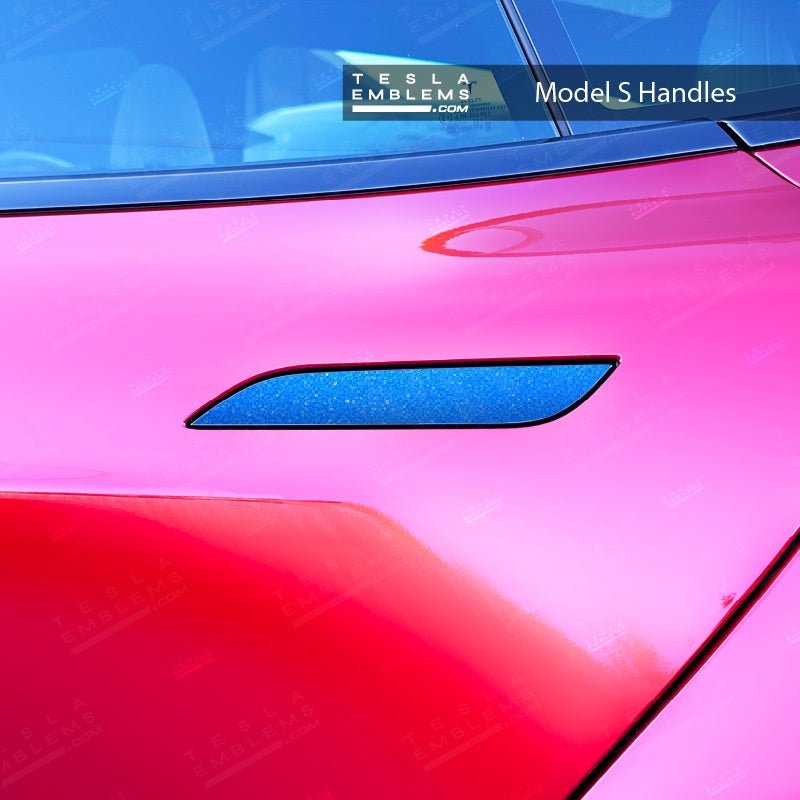 3M Gloss Fire Blue Tesla Door Handle Decals (4pcs) - Tesla Emblems
