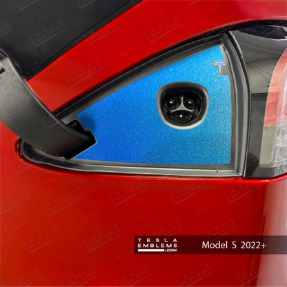 3M Gloss Fire Blue Tesla Charge Port Wrap - Tesla Emblems