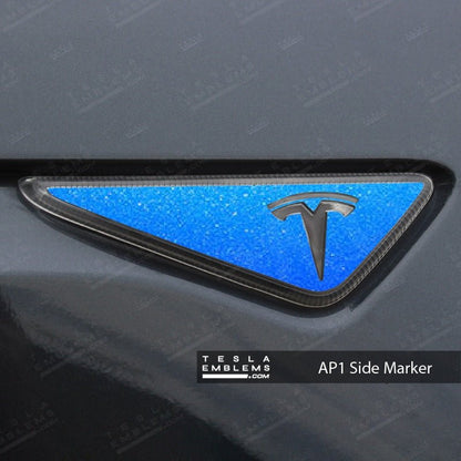 3M Gloss Fire Blue Tesla Side Marker Decals (2pcs) - Tesla Emblems