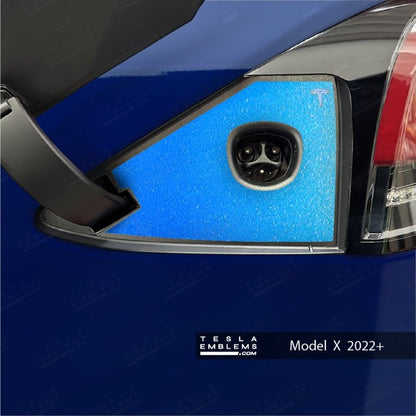 3M Gloss Fire Blue Tesla Charge Port Wrap - Tesla Emblems