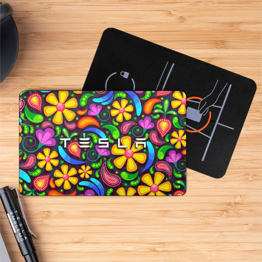 Groovy Bloom Tesla Keycard Decal - Tesla Emblems