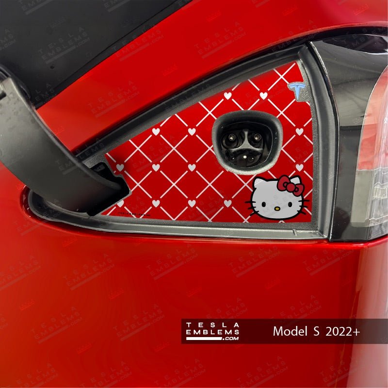 Hello Kitty Tesla Charge Port Wrap - Tesla Emblems