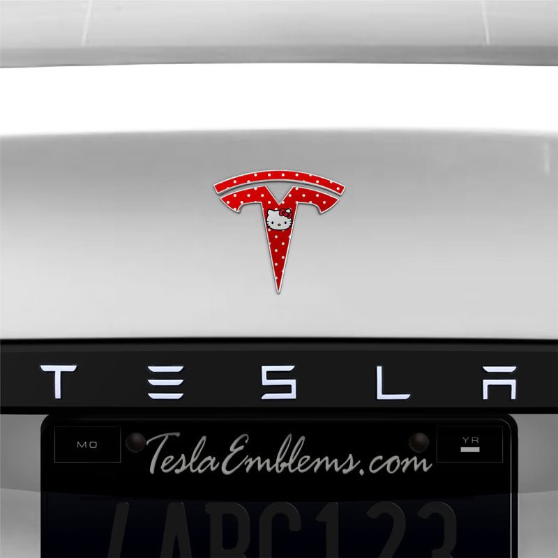Hello Kitty Tesla Emblem Decals (Front + Back) - Tesla Emblems