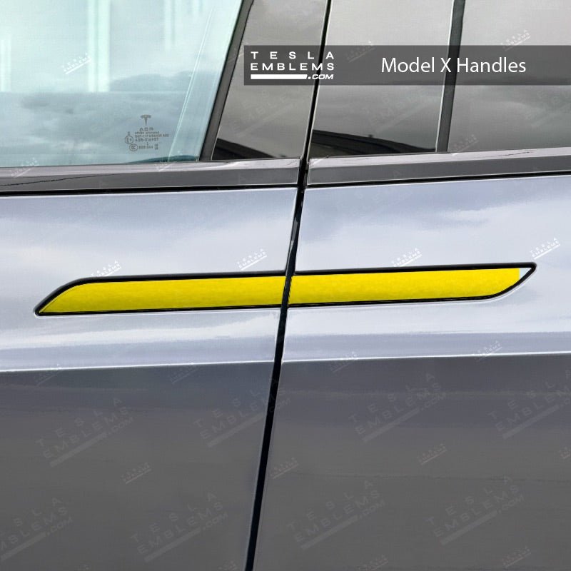 KPMF Matte Iced Yellow Titanium Tesla Door Handle Decals (4pcs) - Tesla Emblems