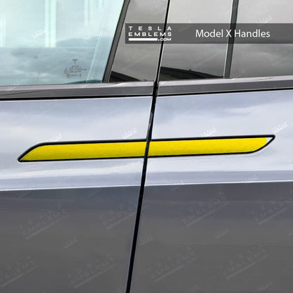 KPMF Matte Iced Yellow Titanium Tesla Door Handle Decals (4pcs) - Tesla Emblems