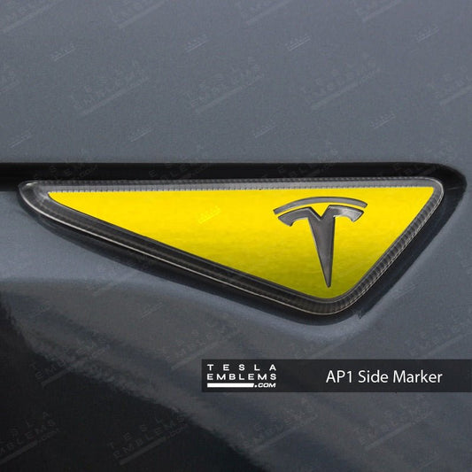KPMF Matte Iced Yellow Titanium Tesla Side Marker Decals (2pcs) - Tesla Emblems