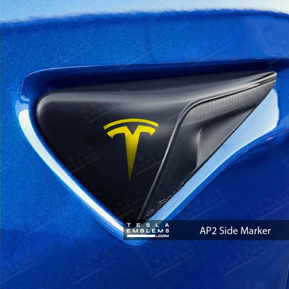 KPMF Matte Iced Yellow Titanium Tesla Side Marker Decals (2pcs) - Tesla Emblems