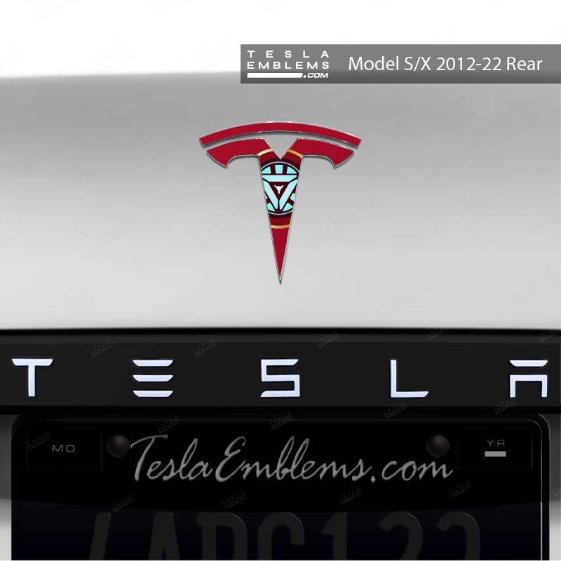 Iron Man Tesla Emblem Decals (Front + Back) - Tesla Emblems