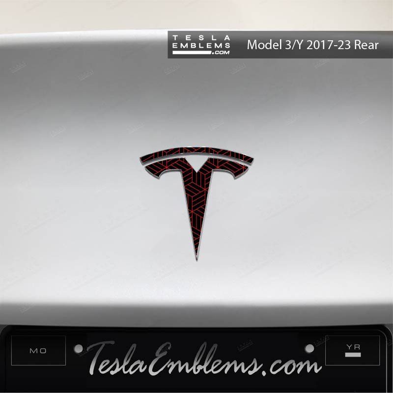 Isometric Pattern Tesla Emblem Decals (Front + Back) - Tesla Emblems