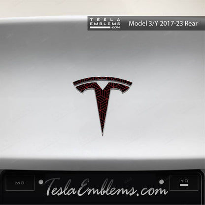 Isometric Pattern Tesla Emblem Decals (Front + Back) - Tesla Emblems