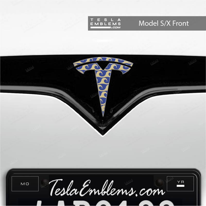 Japanese Waves Tesla Emblem Decals (Front + Back) - Tesla Emblems
