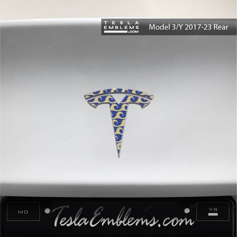 Japanese Waves Tesla Emblem Decals (Front + Back) - Tesla Emblems