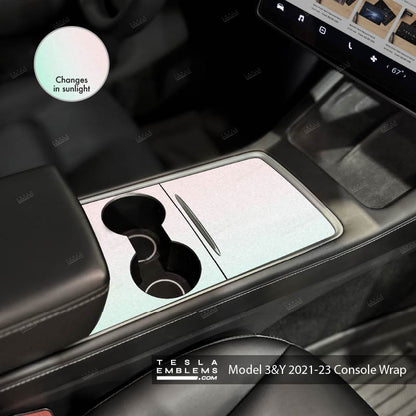 KPMF Matte Aurora Pearl Center Console Wrap Kit - Tesla Emblems