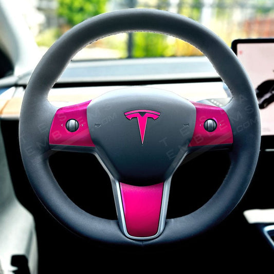 KPMF Momentum Pink Tesla Steering Wheel Trim Decal Kit (4pcs) - Tesla Emblems