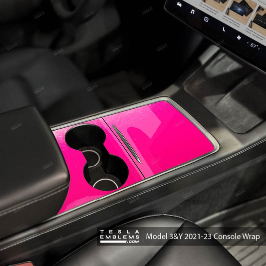 KPMF Gloss Momentum Pink Center Console Wrap Kit - Tesla Emblems