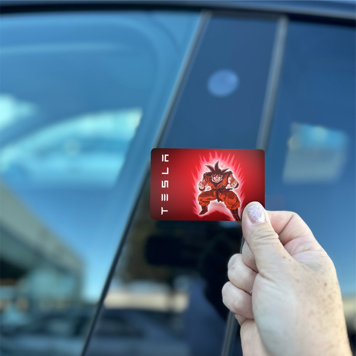 Kaioken Goku Tesla Keycard Decal - Tesla Emblems