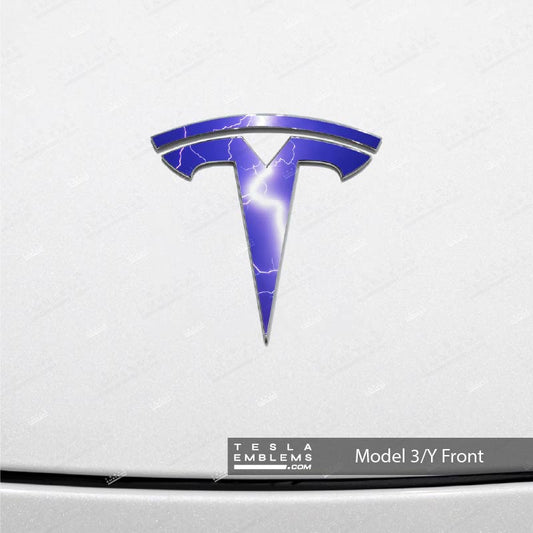 Lightning Tesla Emblem Decals (Front + Back) - Tesla Emblems