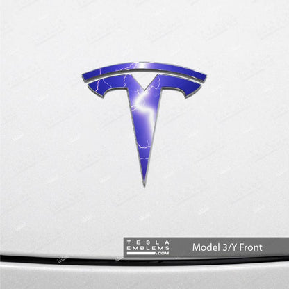 Lightning Tesla Emblem Decals (Front + Back) - Tesla Emblems