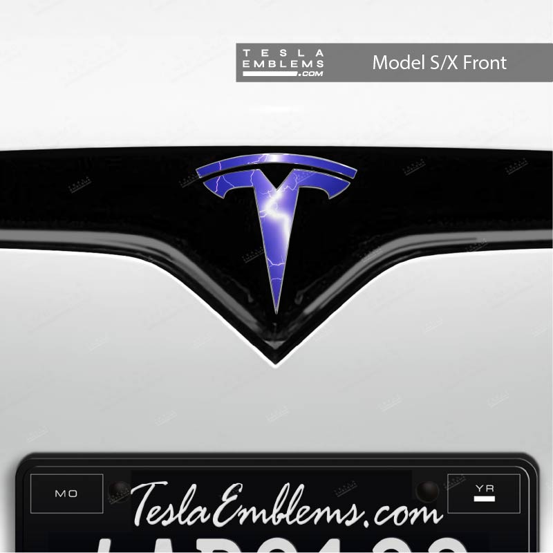 Lightning Tesla Emblem Decals (Front + Back) - Tesla Emblems