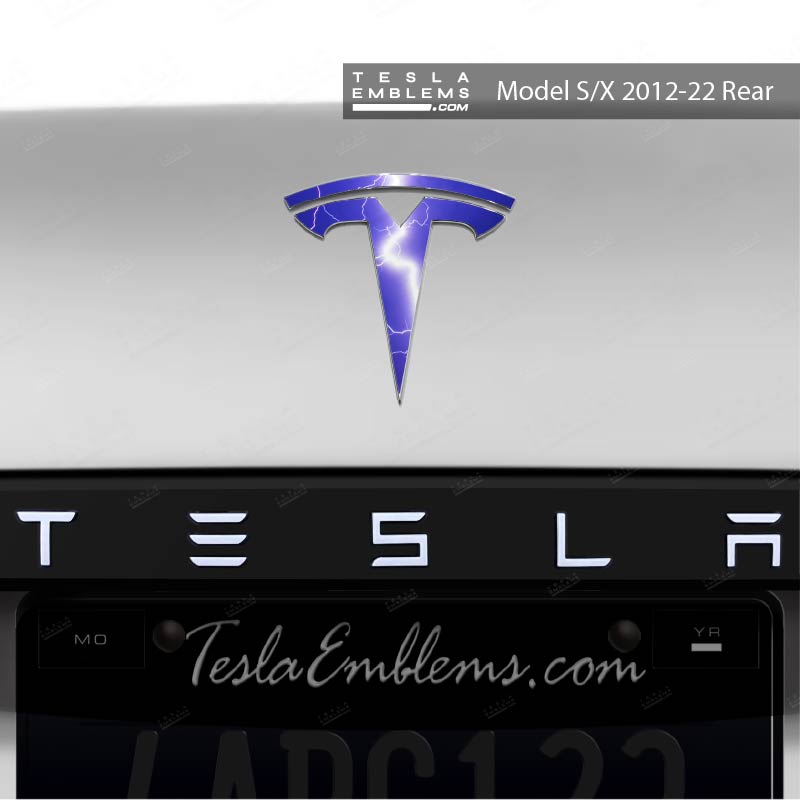 Lightning Tesla Emblem Decals (Front + Back) - Tesla Emblems