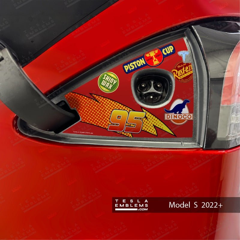 Lightning McQueen Tesla Charge Port Wrap - Tesla Emblems