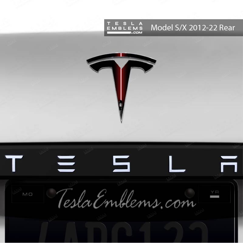 Red Lightsaber Tesla Emblem Decals (Front + Back) - Tesla Emblems