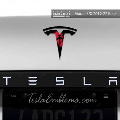 Mandalorian Tesla Emblem Decals (Front + Back) - Tesla Emblems