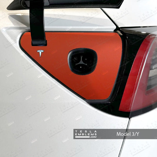 3M Matte Red Tesla Charge Port Wrap - Tesla Emblems