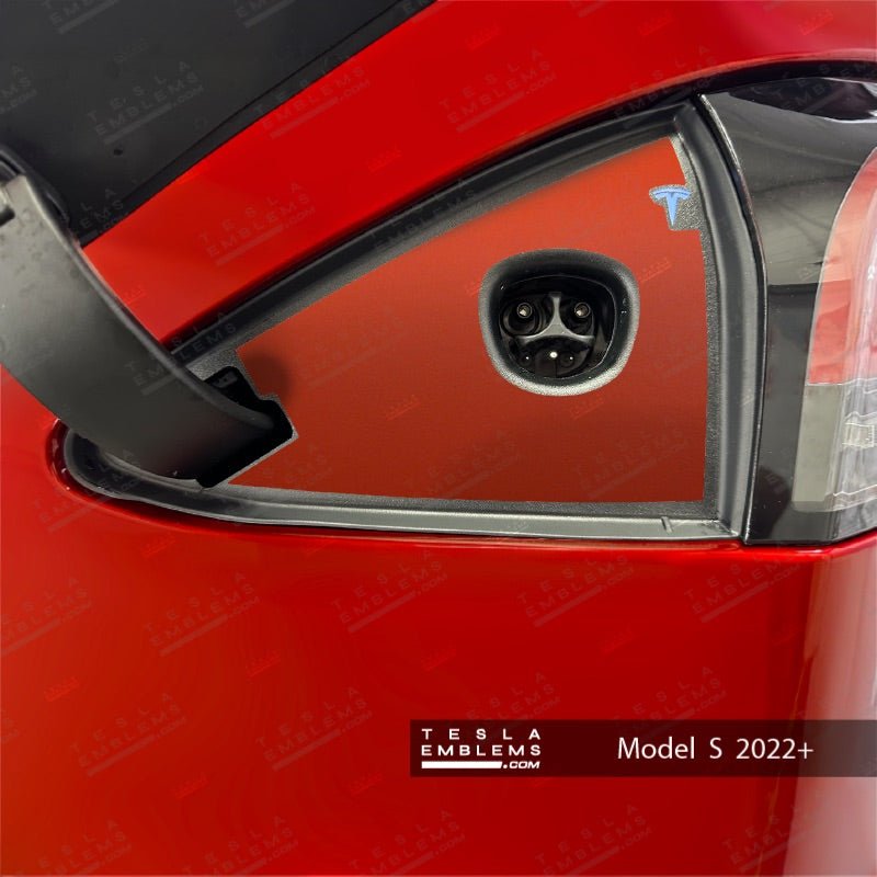 3M Matte Red Tesla Charge Port Wrap - Tesla Emblems