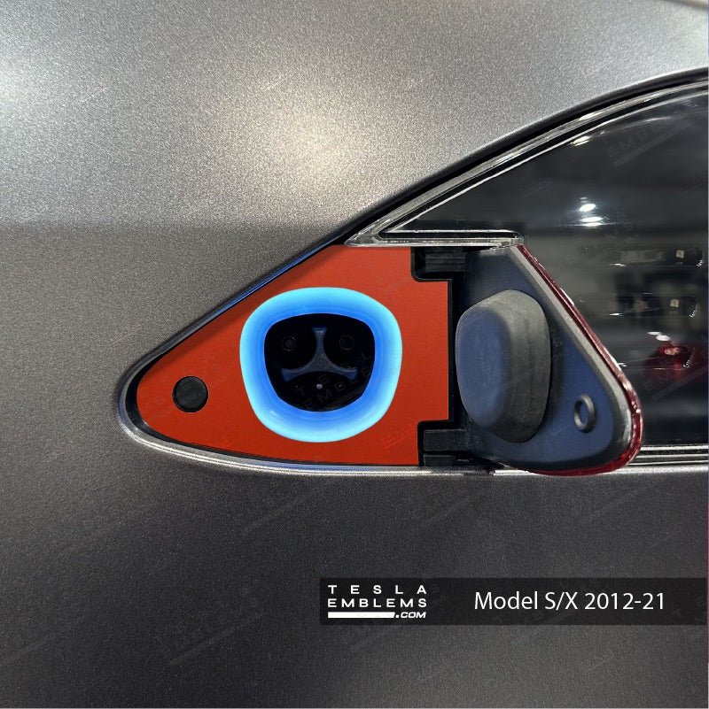 3M Matte Red Tesla Charge Port Wrap - Tesla Emblems