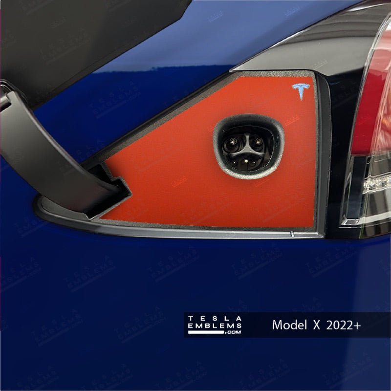 3M Matte Red Tesla Charge Port Wrap - Tesla Emblems