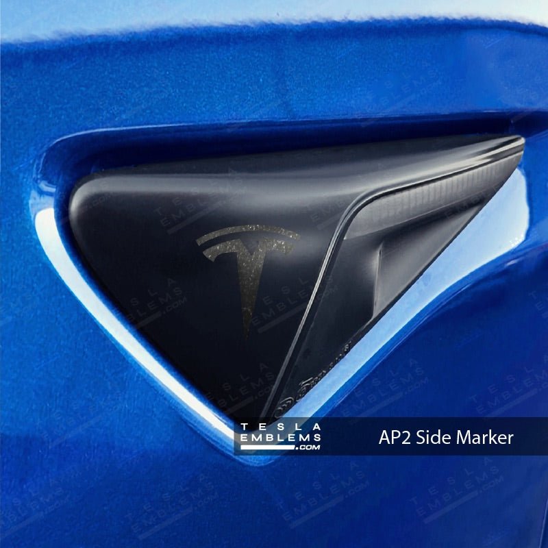 3M Matte Black Metallic Tesla Side Marker Decals (2pcs) - Tesla Emblems