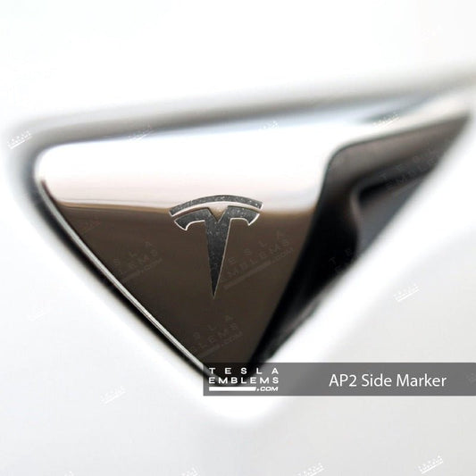 3M Matte Black Metallic Tesla Side Marker Decals (2pcs) - Tesla Emblems