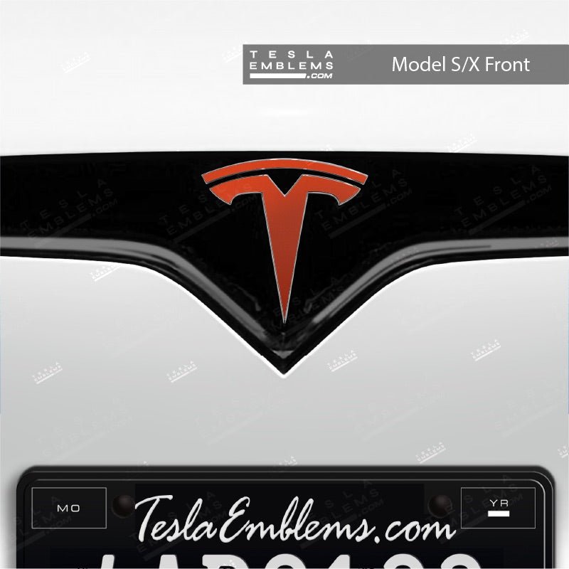 3M Matte Red Tesla Emblem Decals (Front + Back) - Tesla Emblems
