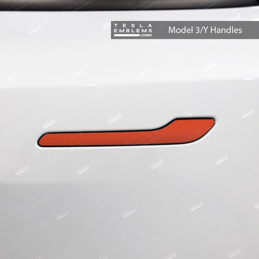 3M Matte Red Tesla Door Handle Decals (4pcs) - Tesla Emblems